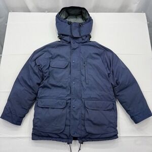 Vintage Eddie Bauer Premium Goose Down Parka Men Small Hood Chore Coat USA Made